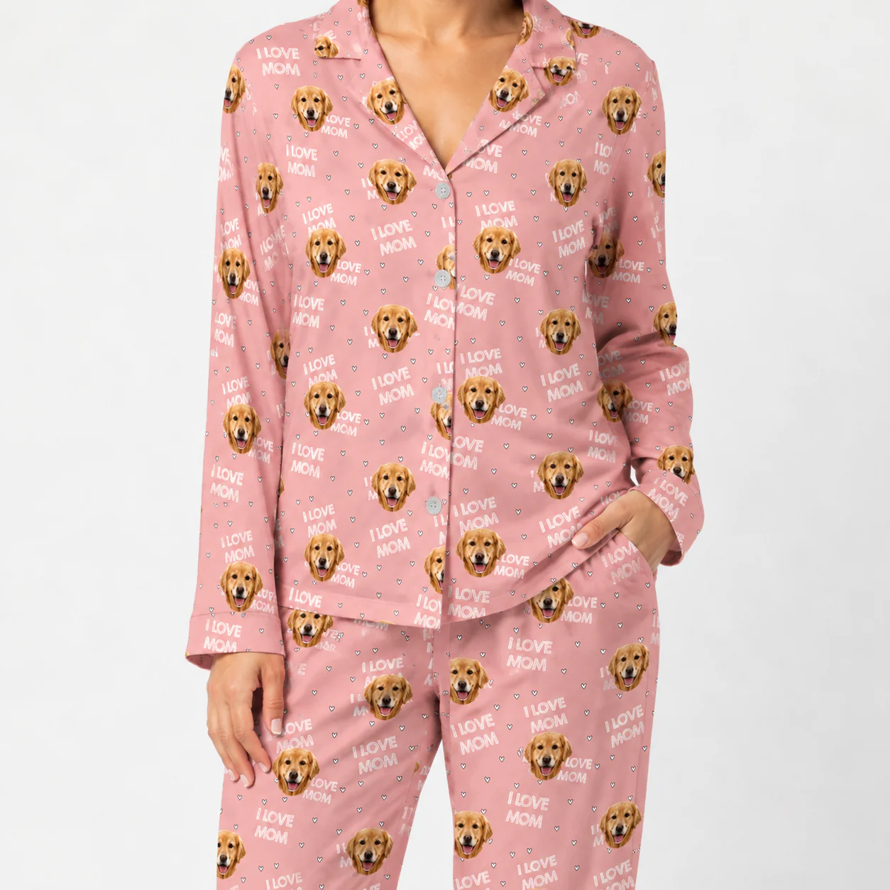 Adult Custom Pet Face Pajamas - I Love Mom - Image 4