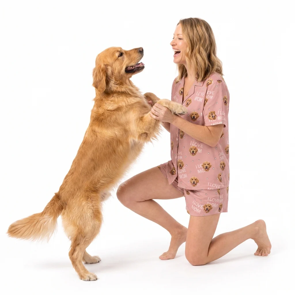 Adult Custom Pet Face Pajamas - I Love Mom - Image 5