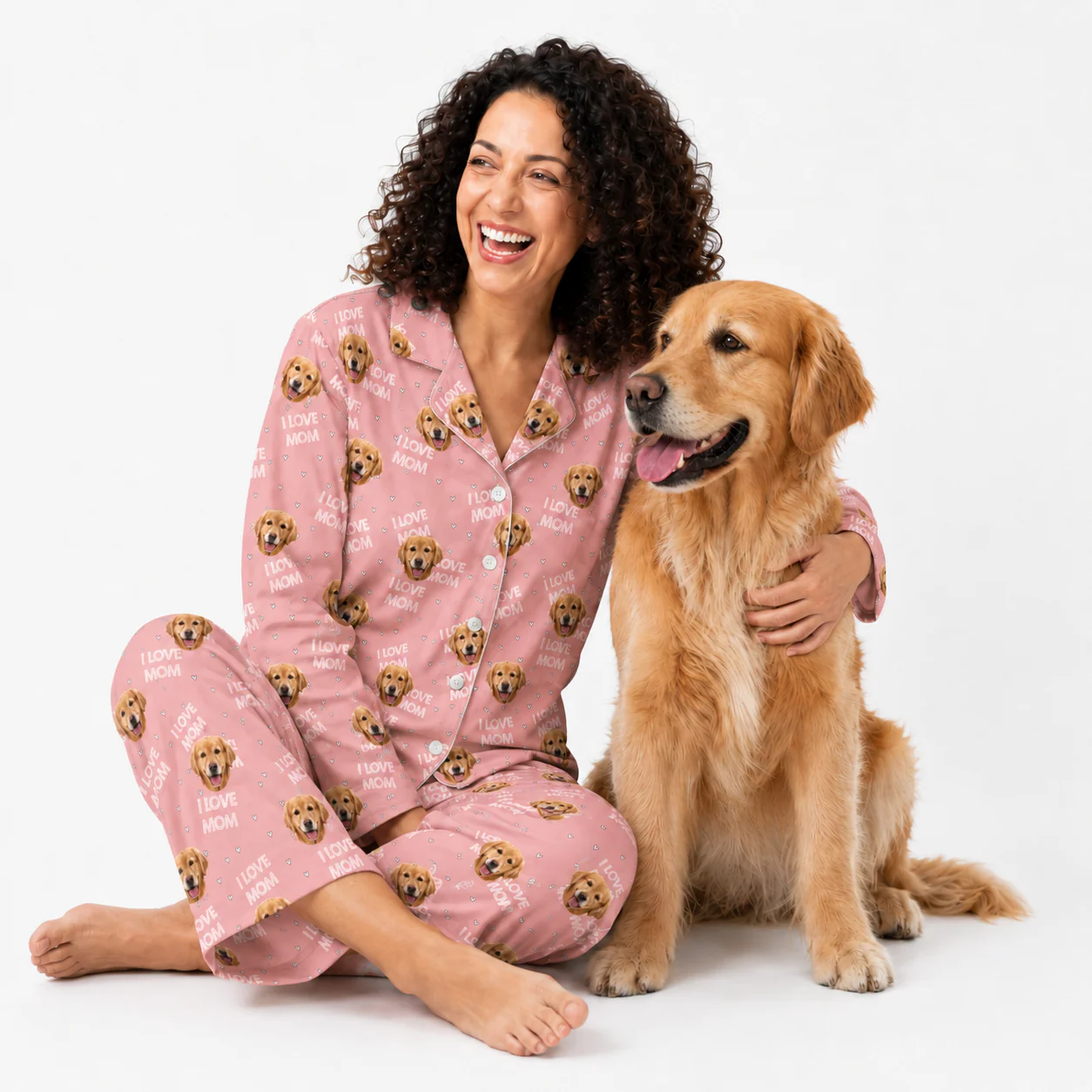 Adult Custom Pet Face Pajamas - I Love Mom - Image 6