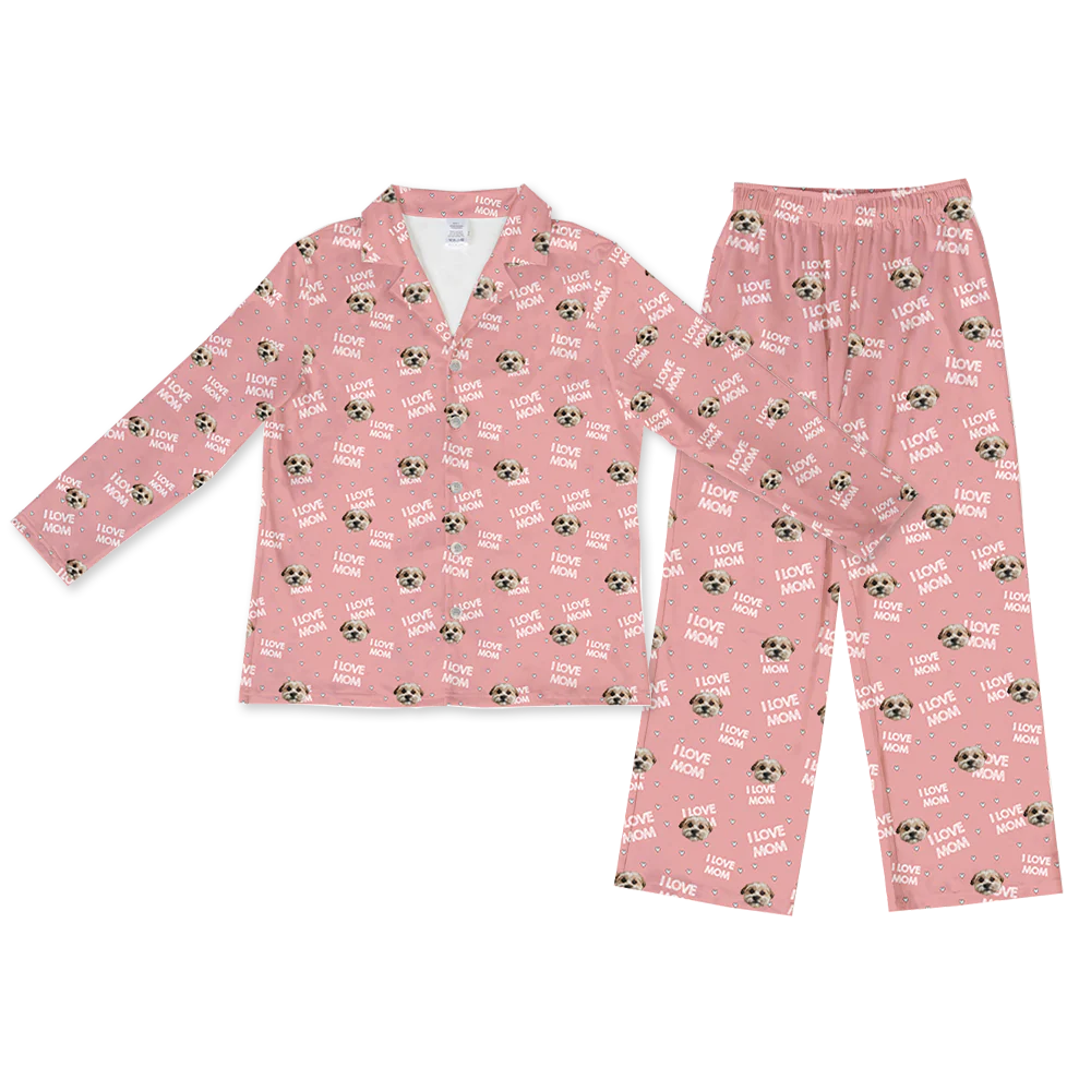 Adult Custom Pet Face Pajamas - I Love Mom - Image 8
