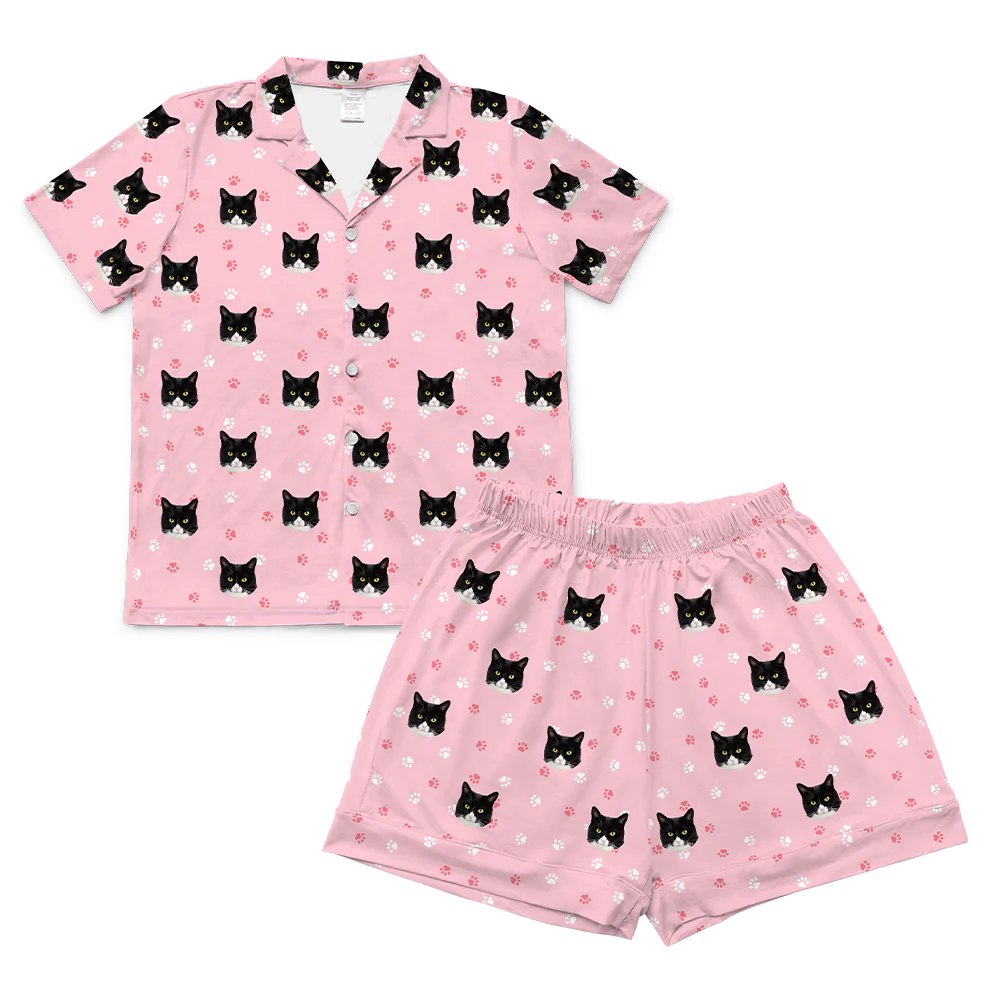 Adult Custom Pet Face Pajamas - Light Pink Paws - Image 11
