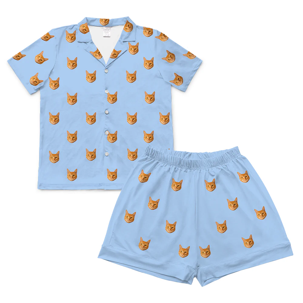Adult Custom Pet Face Pajamas - Sky Blue - Image 12