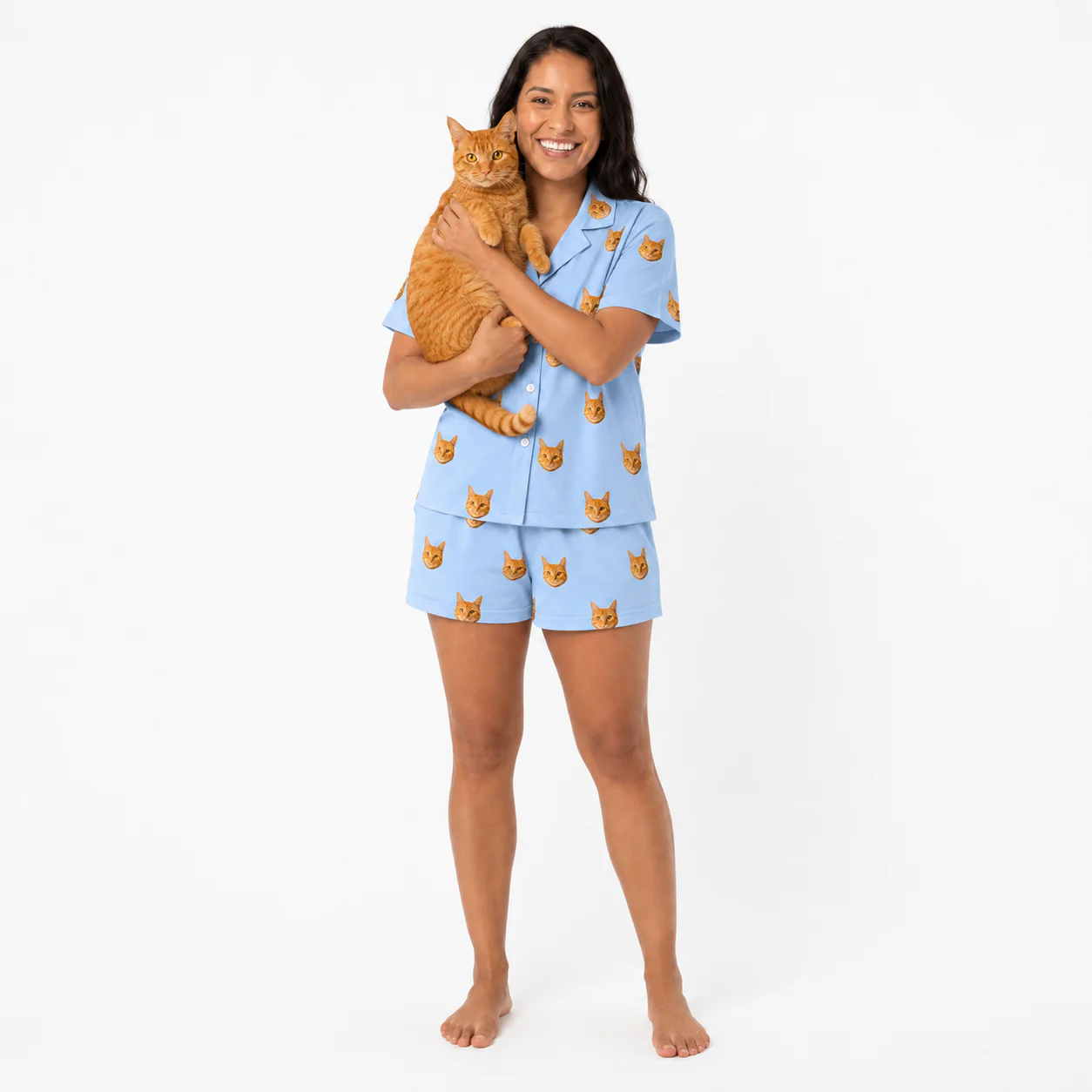 Adult Custom Pet Face Pajamas - Sky Blue - Image 3