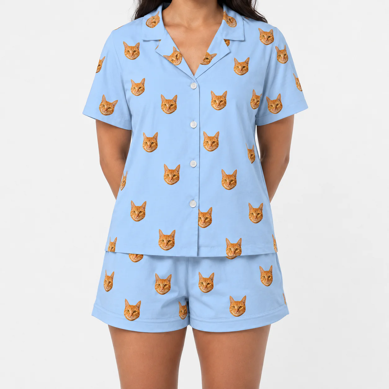 Adult Custom Pet Face Pajamas - Sky Blue - Image 4