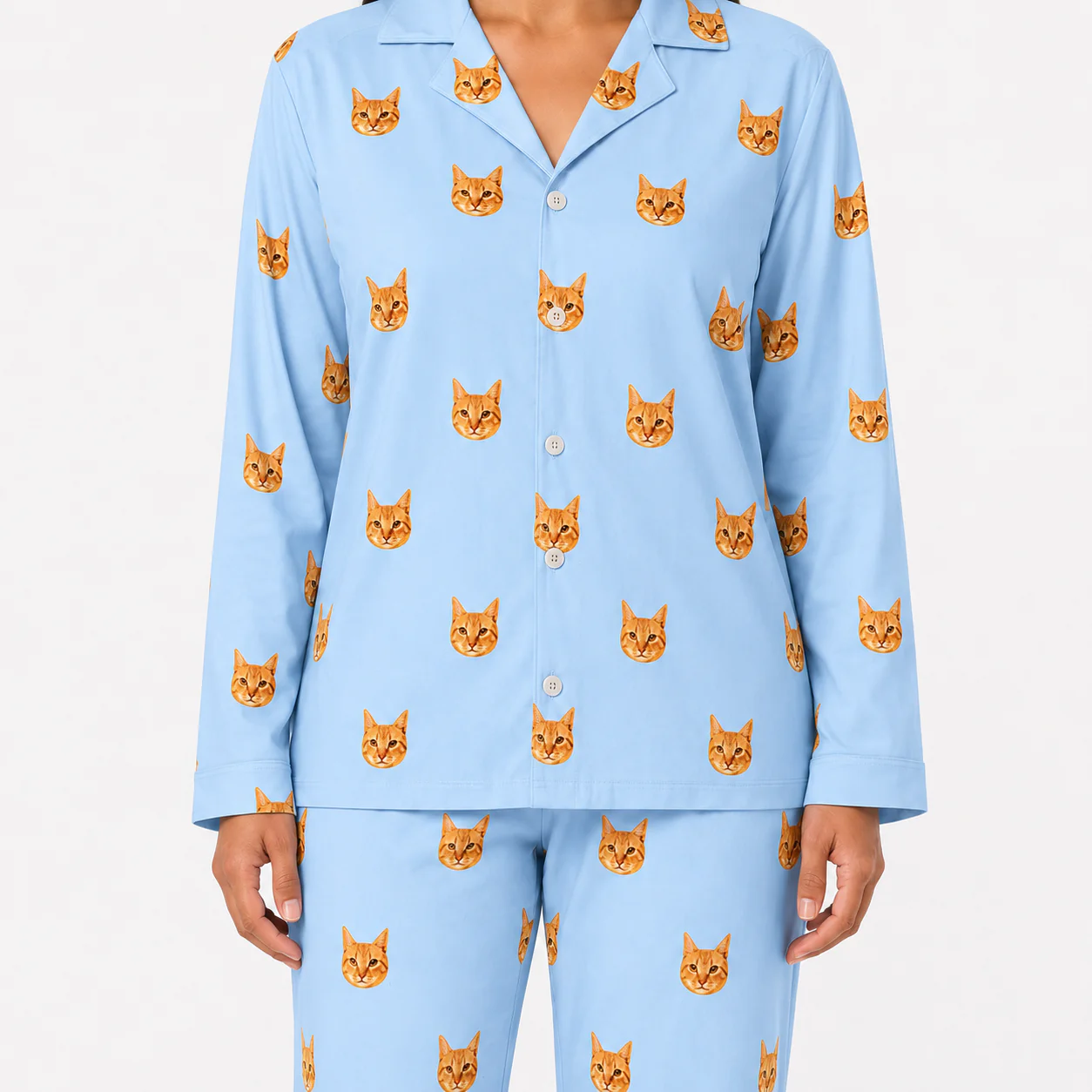 Adult Custom Pet Face Pajamas - Sky Blue - Image 5