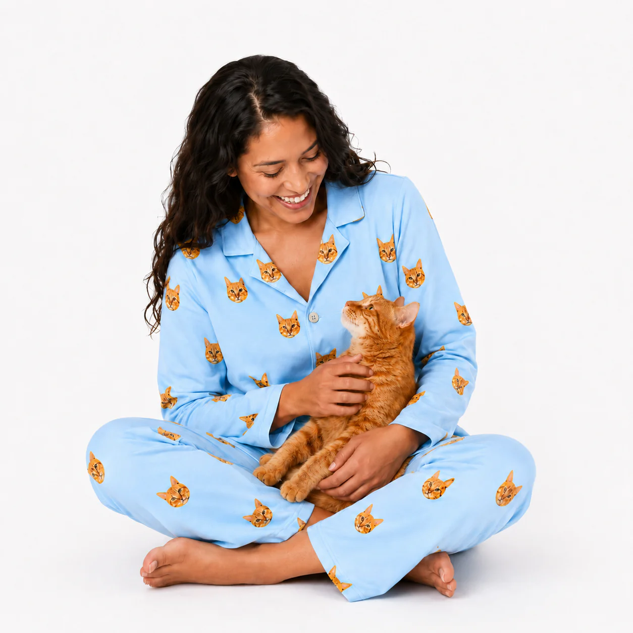 Adult Custom Pet Face Pajamas - Sky Blue - Image 6