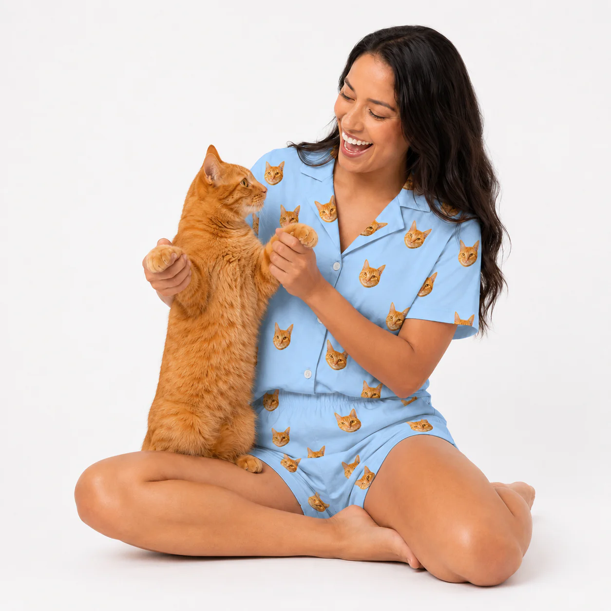 Adult Custom Pet Face Pajamas - Sky Blue - Image 7
