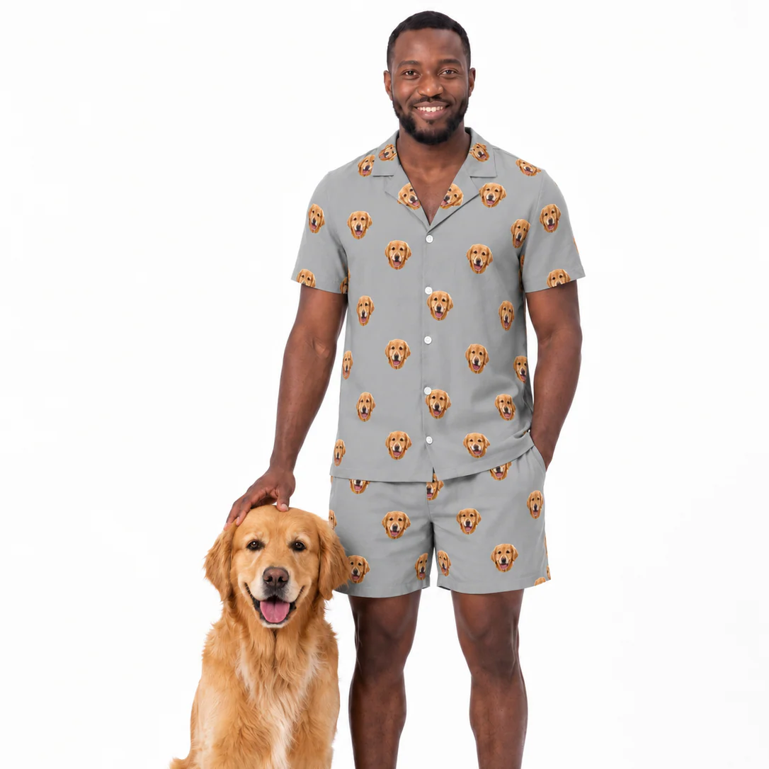 Adult Custom Pet Face Pajamas - Slate Gray