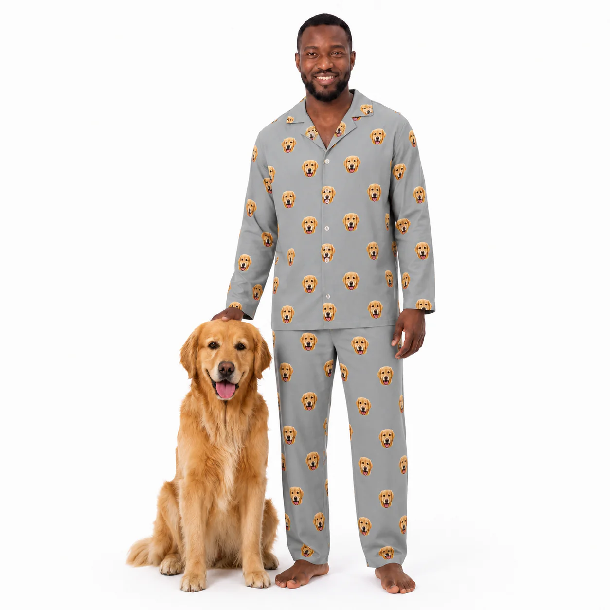 Adult Custom Pet Face Pajamas - Slate Gray - Image 2