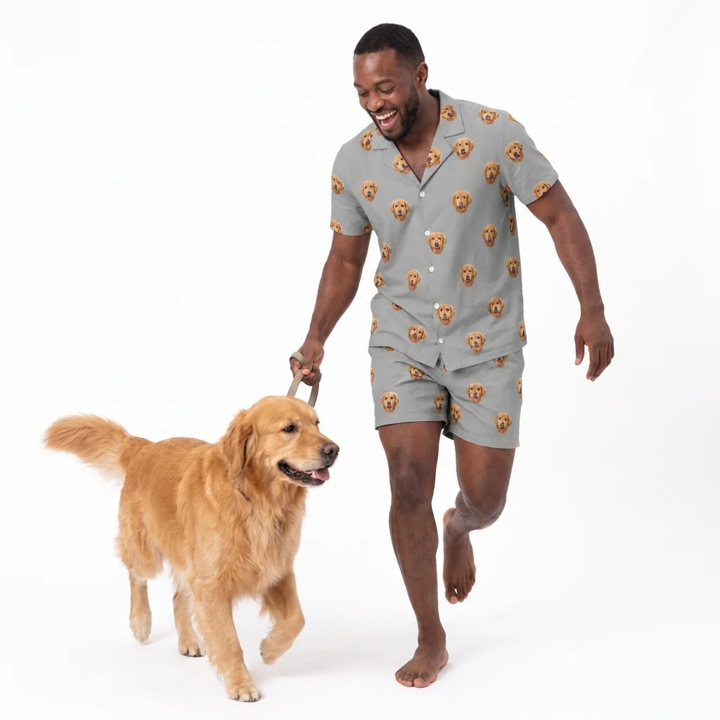 Adult Custom Pet Face Pajamas - Slate Gray - Image 5