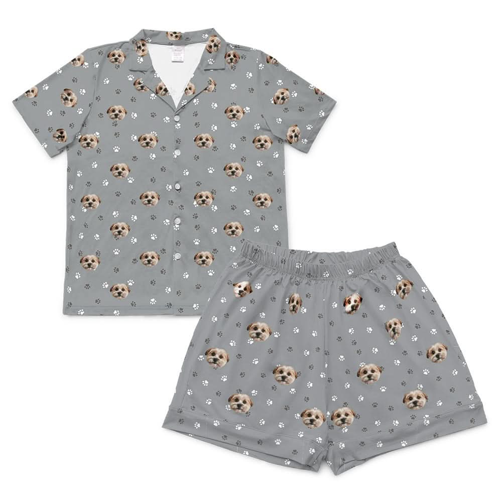 Adult Custom Pet Face Pajamas - Slate Gray Paws - Image 12