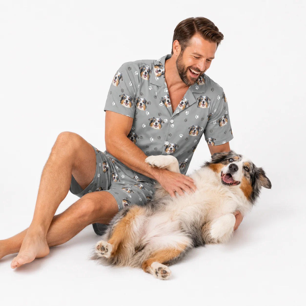 Adult Custom Pet Face Pajamas - Slate Gray Paws - Image 6
