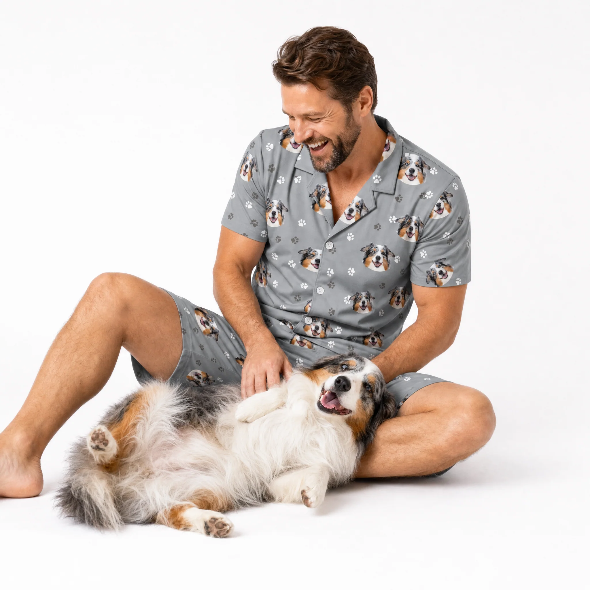 Adult Custom Pet Face Pajamas - Slate Gray Paws - Image 8
