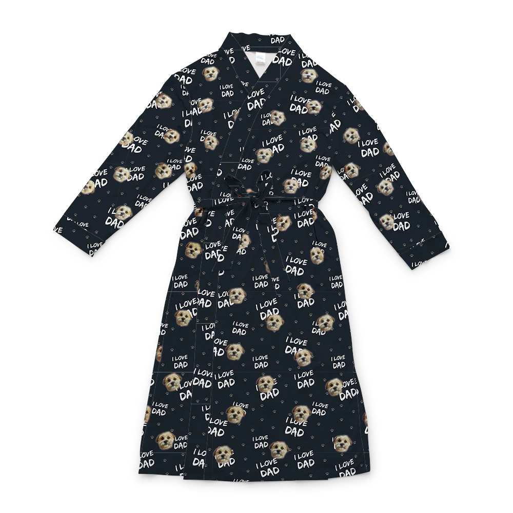 Adult Custom Pet Face Robes - I Love Dad - Image 4