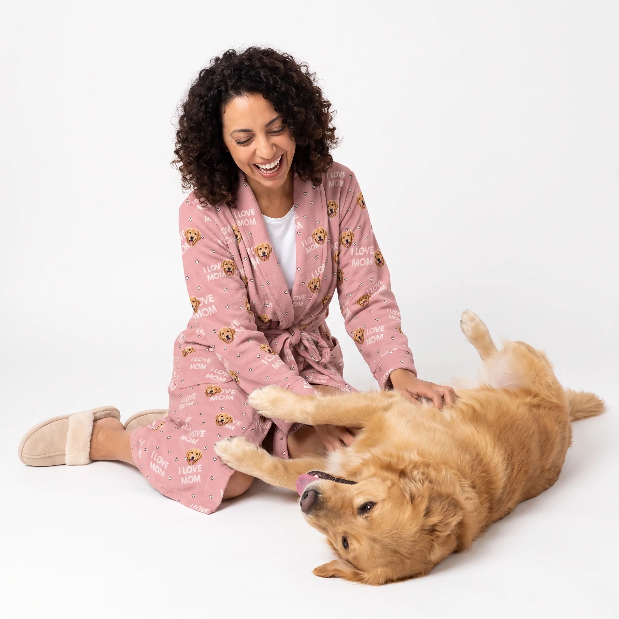Adult Custom Pet Face Robes - I Love Mom - Image 3