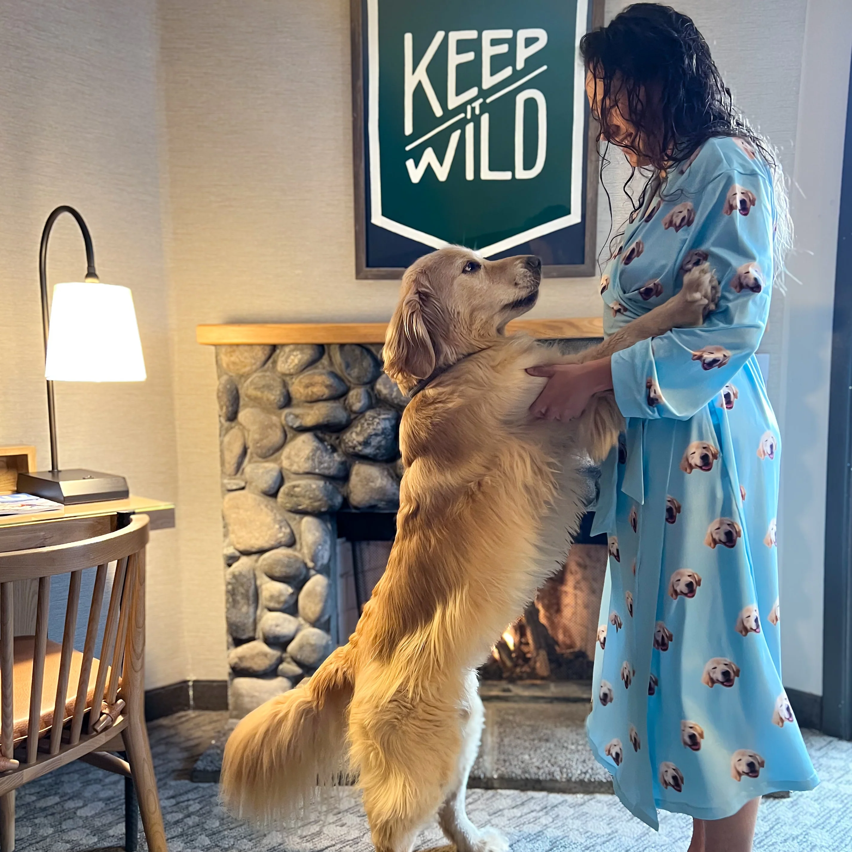 Adult Custom Pet Face Robes - Sky Blue - Image 5