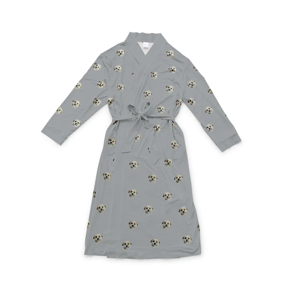 Adult Custom Pet Face Robes - Slate Gray - Image 4
