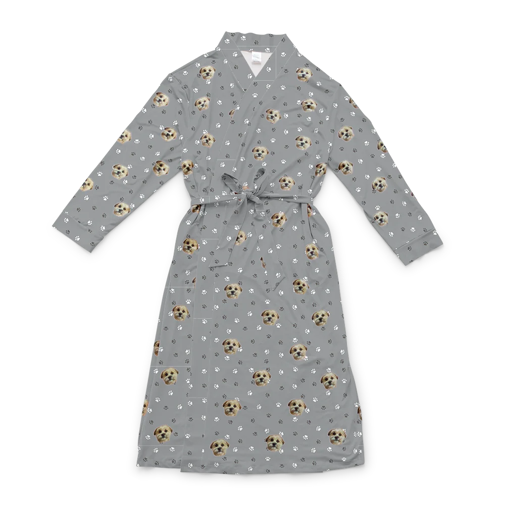 Adult Custom Pet Face Robes - Slate Gray Paws - Image 4
