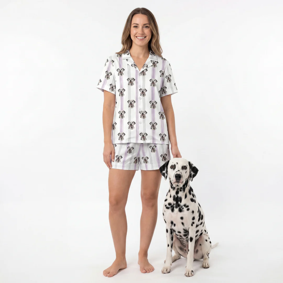 Short Button-Down Pajama Set | Pet Face Pajamas - Image 11