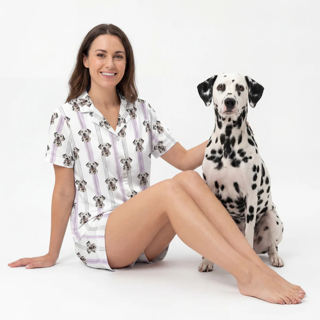 Short Button-Down Pajama Set | Pet Face Pajamas - Image 12