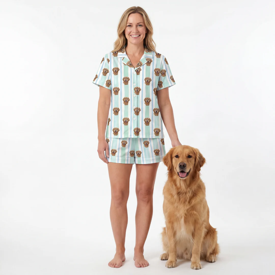 Short Button-Down Pajama Set | Pet Face Pajamas - Image 13