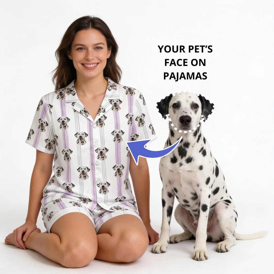 Short Button-Down Pajama Set | Pet Face Pajamas - Image 8