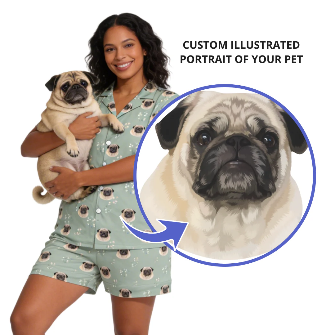 Short Button-Down Pajama Set | Pet Face Pajamas - Image 9
