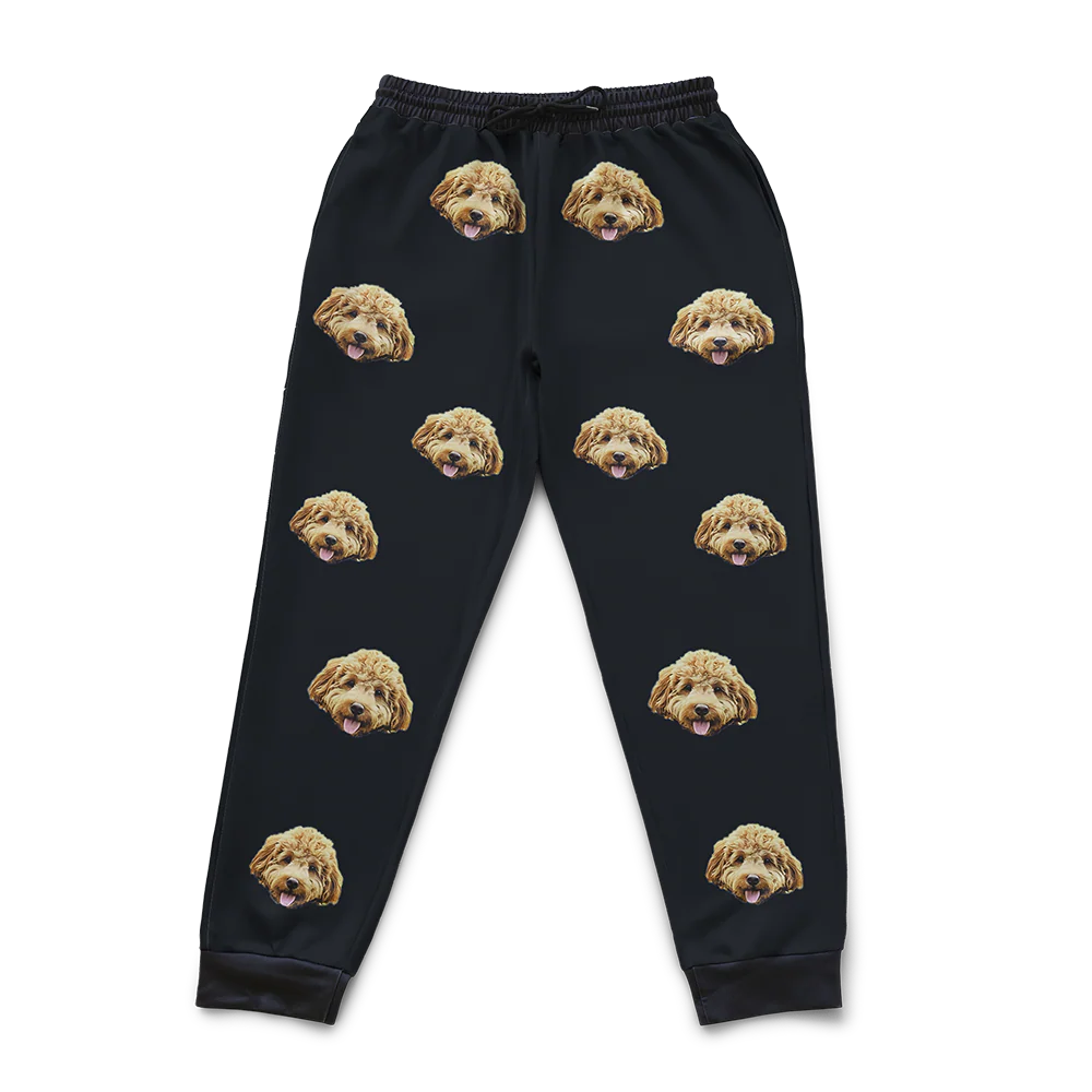 Adult Custom Pet Face Sweatpants - Black - Image 4