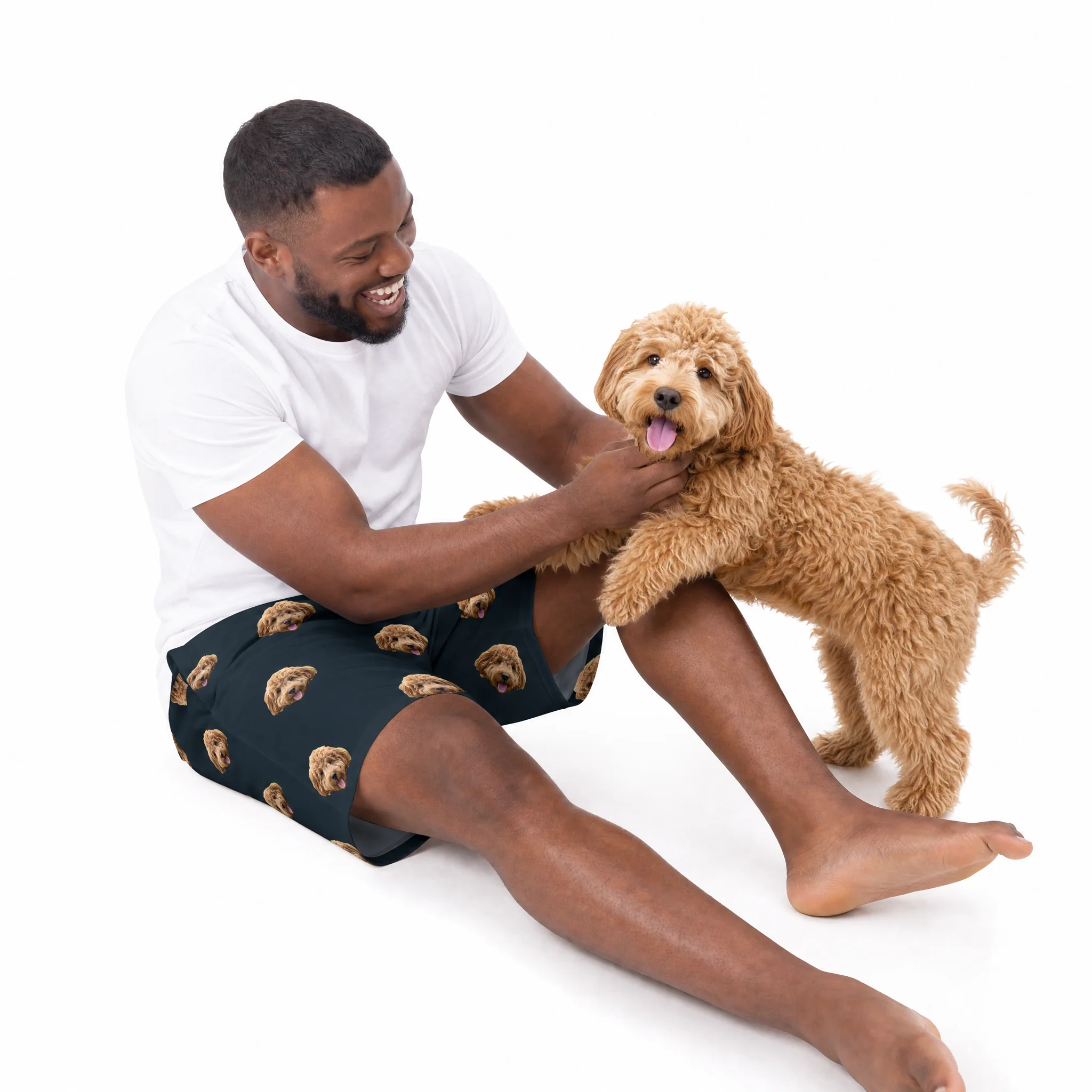 Adult Custom Pet Face Sweatshorts - Black - Image 3
