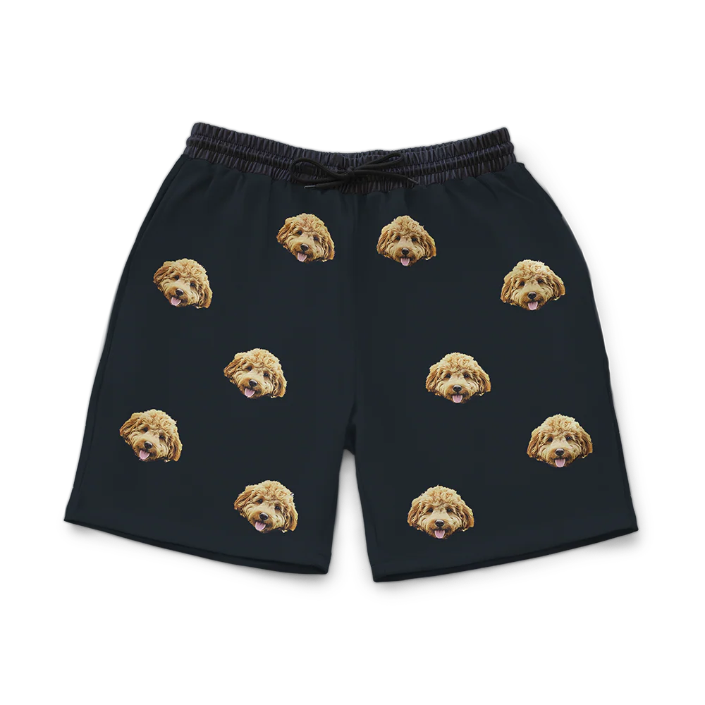 Adult Custom Pet Face Sweatshorts - Black - Image 4
