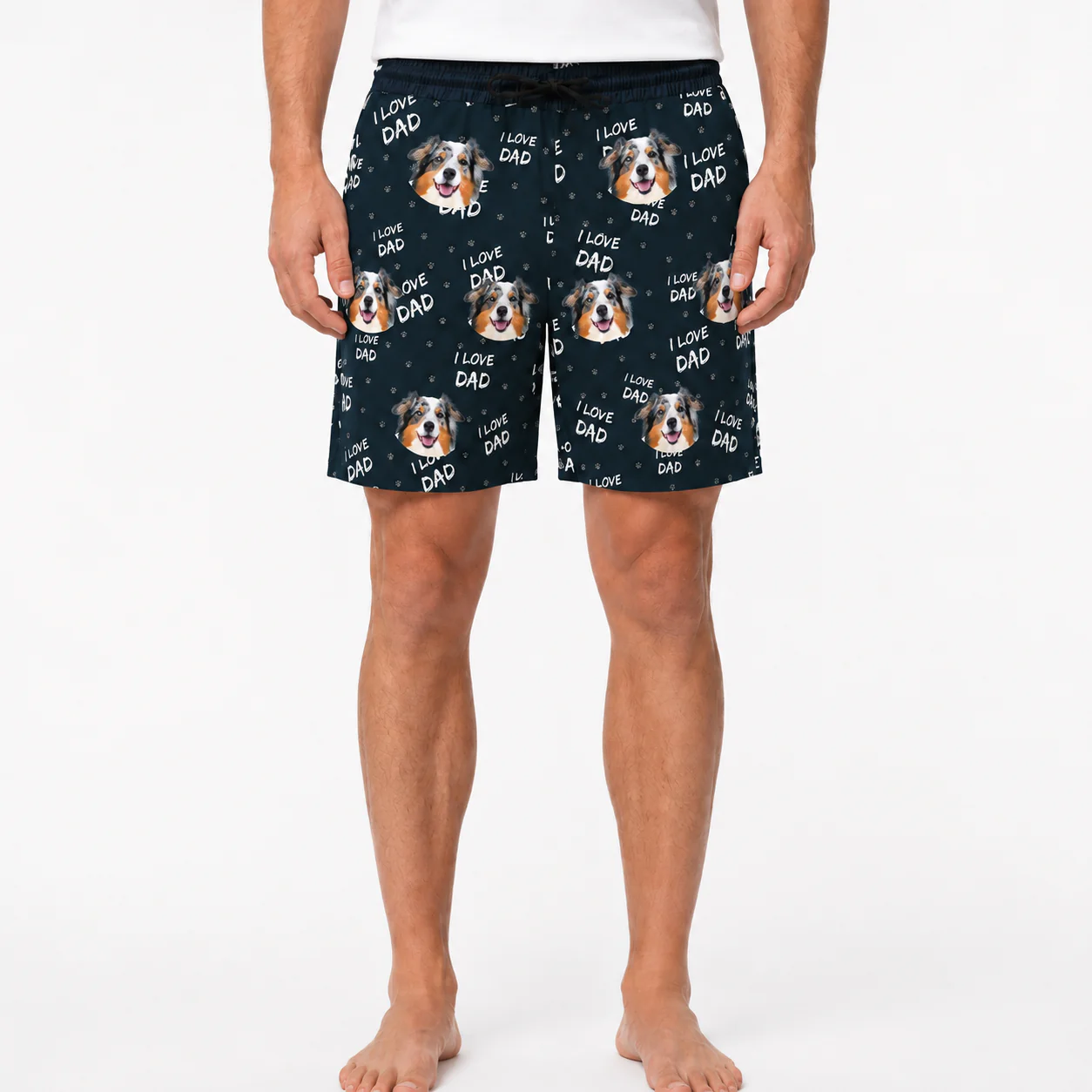 Adult Custom Pet Face Sweatshorts - I Love Dad - Image 2