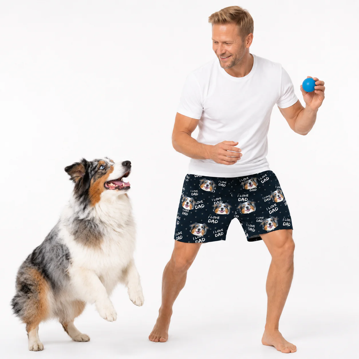 Adult Custom Pet Face Sweatshorts - I Love Dad - Image 3