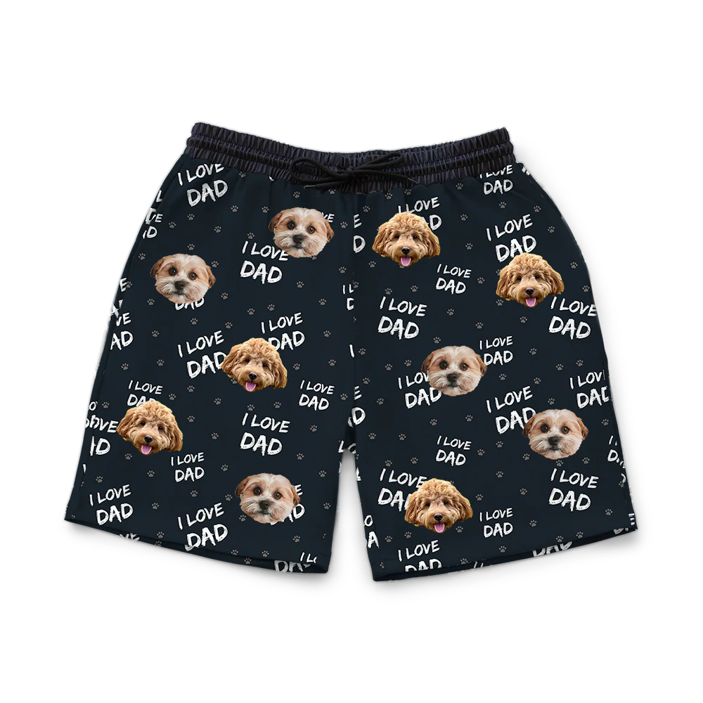 Adult Custom Pet Face Sweatshorts - I Love Dad - Image 4