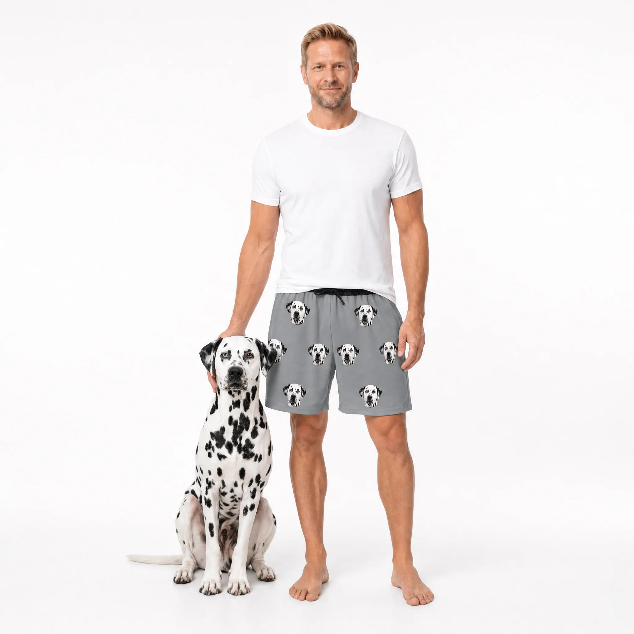 Adult Custom Pet Face Sweatshorts - Slate Gray