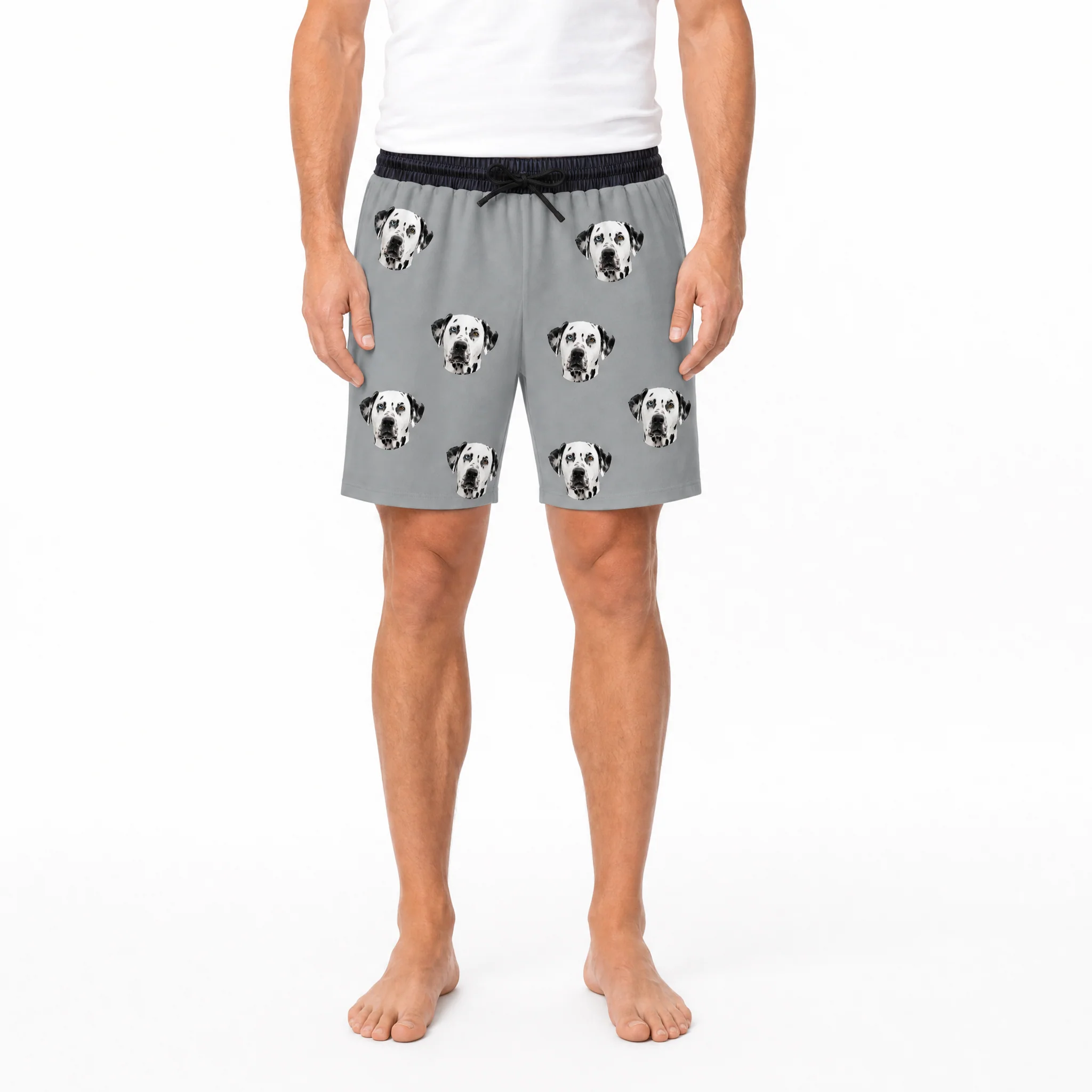 Adult Custom Pet Face Sweatshorts - Slate Gray - Image 2