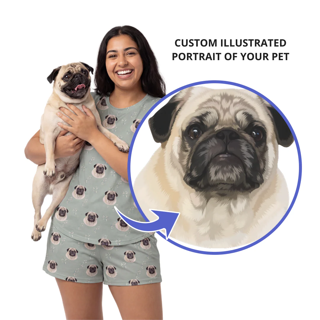 Fitted T-Shirt Pajama Set | Pet Face Pajamas - Image 12
