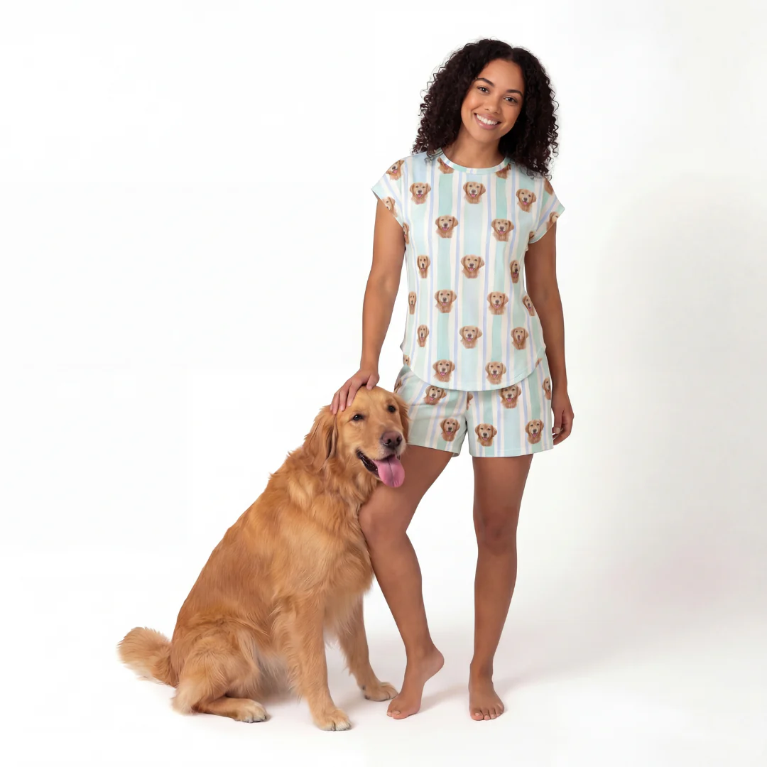 Fitted T-Shirt Pajama Set | Pet Face Pajamas - Image 17