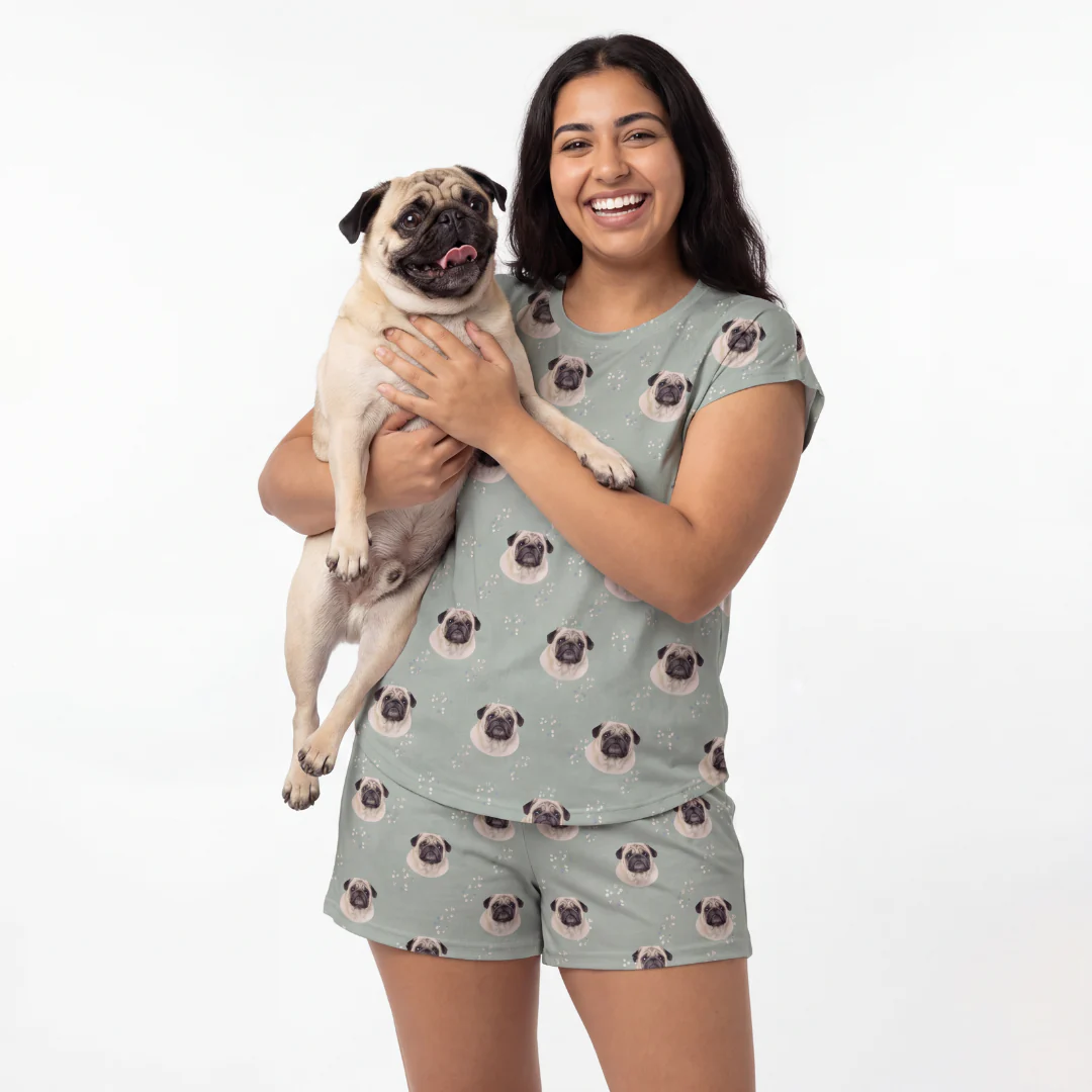 Fitted T-Shirt Pajama Set | Pet Face Pajamas - Image 5