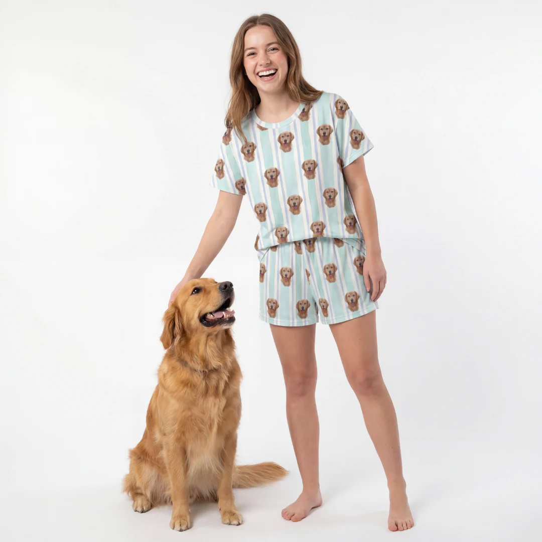 Relaxed T-Shirt Pajama Set | Pet Face Pajamas - Image 13