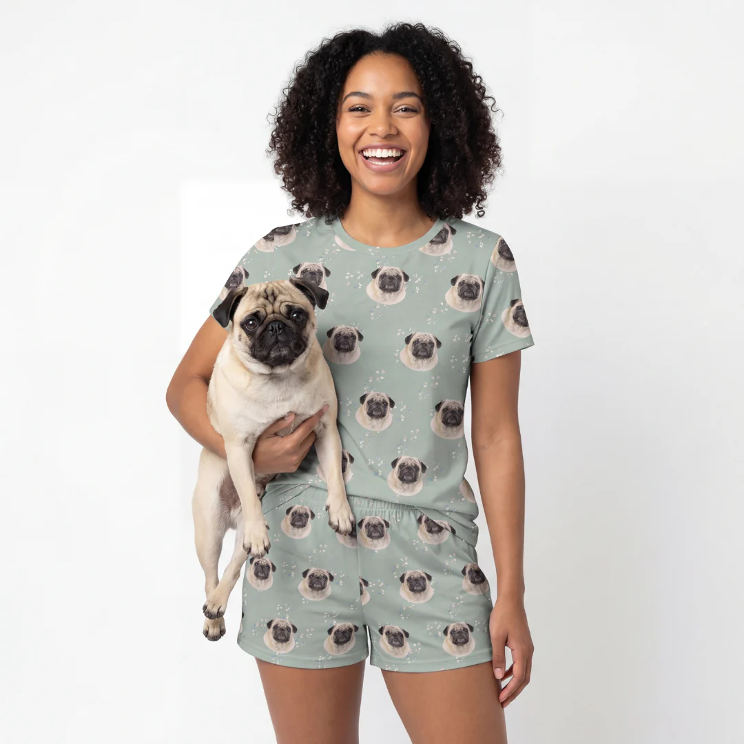 Relaxed T-Shirt Pajama Set | Pet Face Pajamas - Image 17
