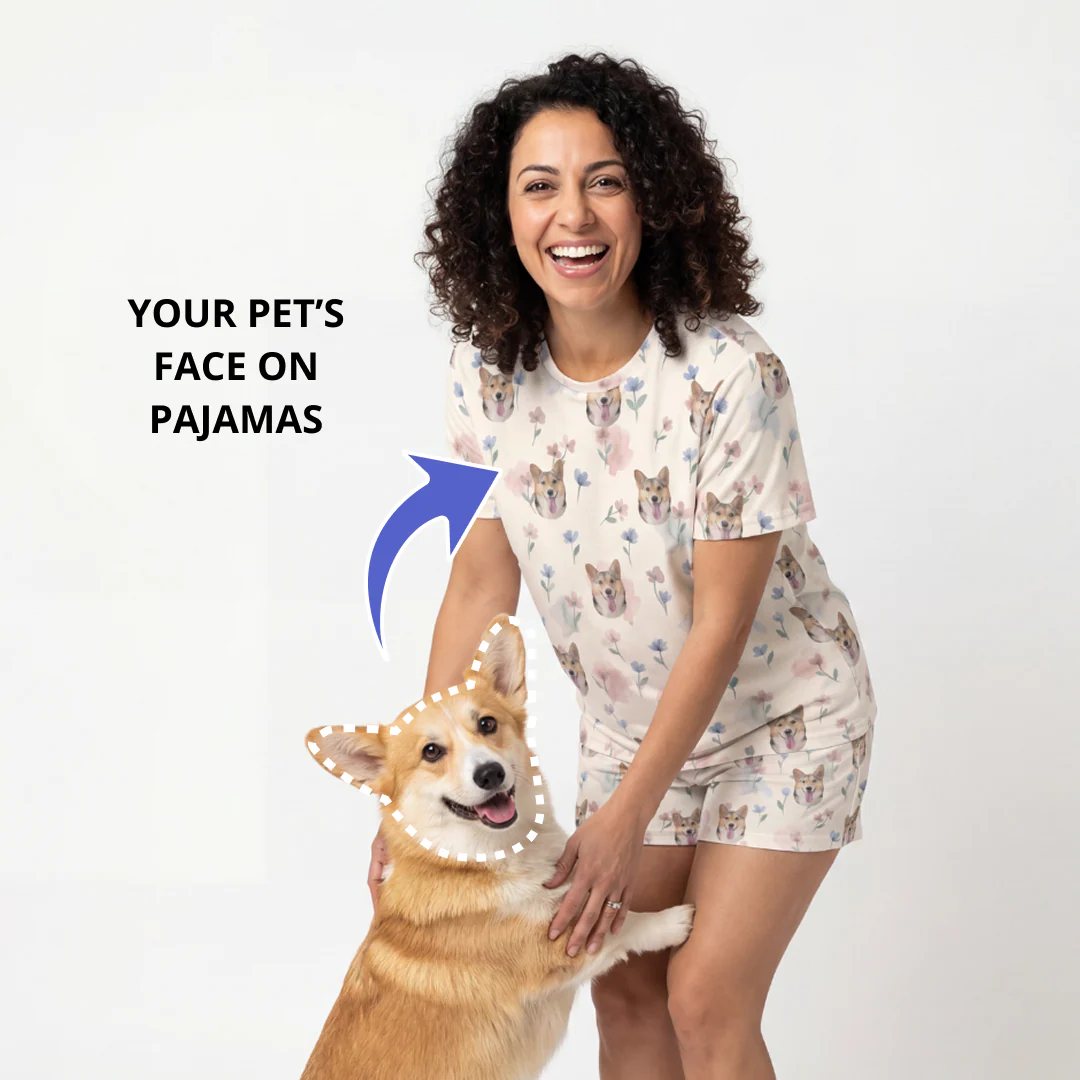 Relaxed T-Shirt Pajama Set | Pet Face Pajamas - Image 6