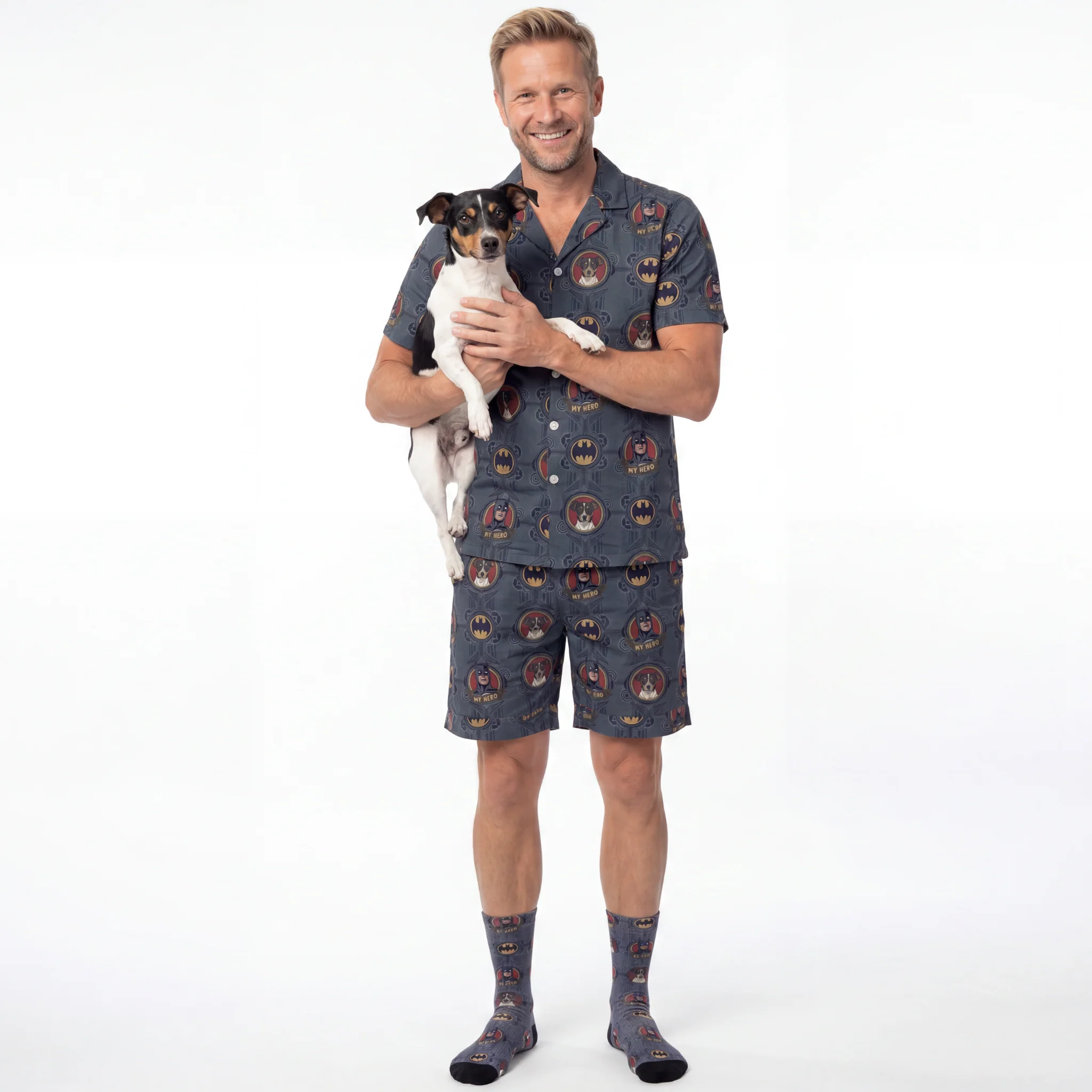 Men's Batman Pajamas with Your Pet's Face - Image 3