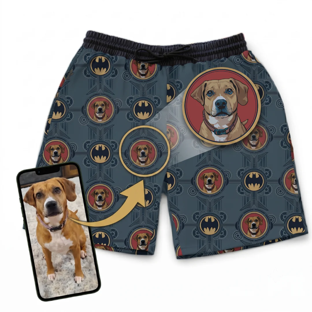 Batman Sweatshorts with Your Pet’s Face - Image 6