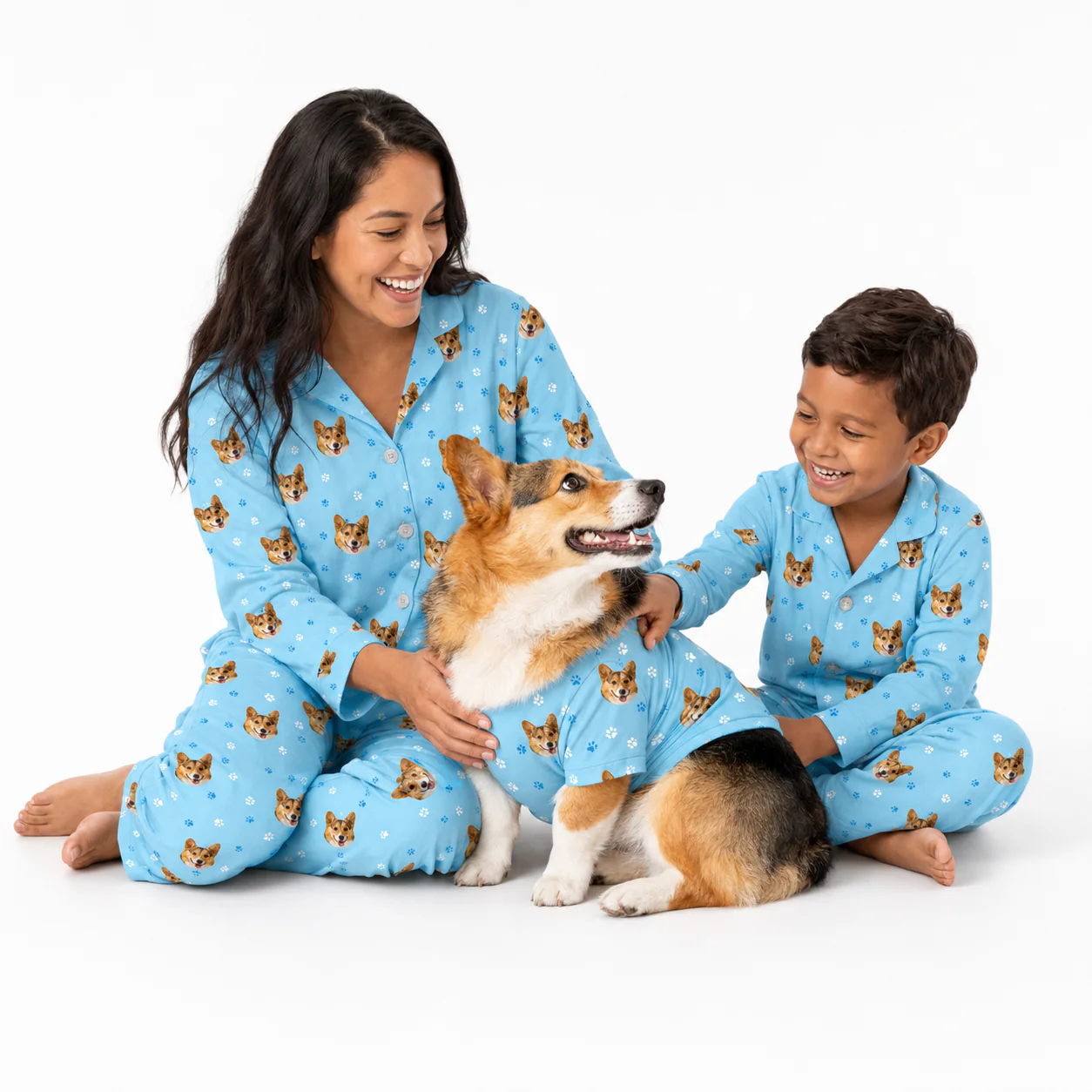 Custom Dog Pajamas - Light Blue Paws - Image 3