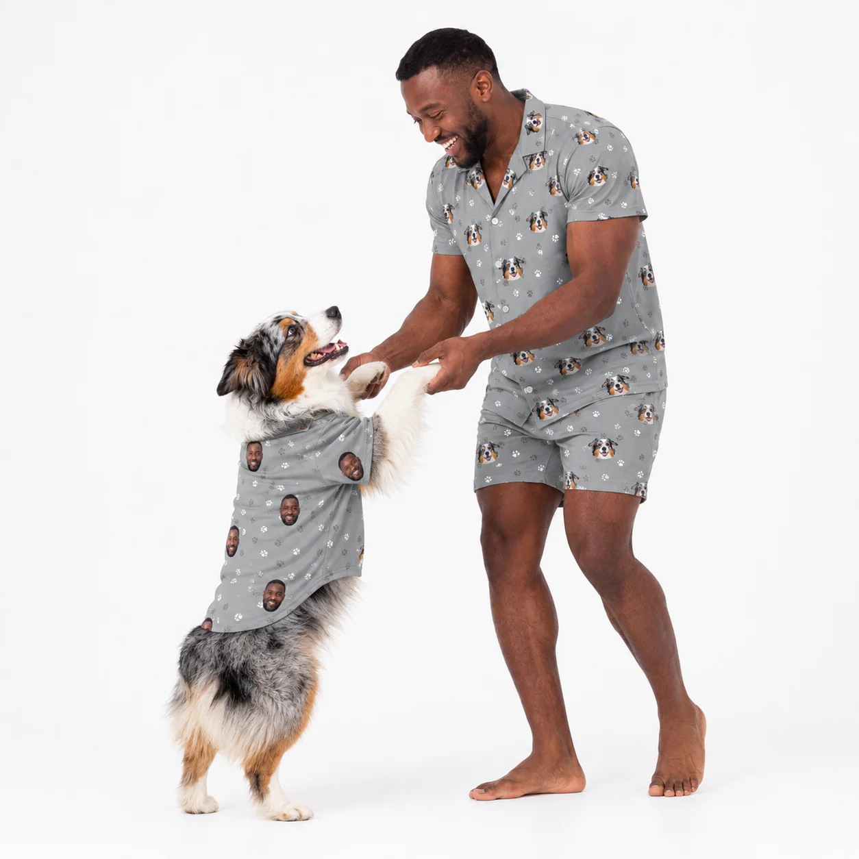 Custom Dog Pajamas - Slate Gray Paws - Image 3