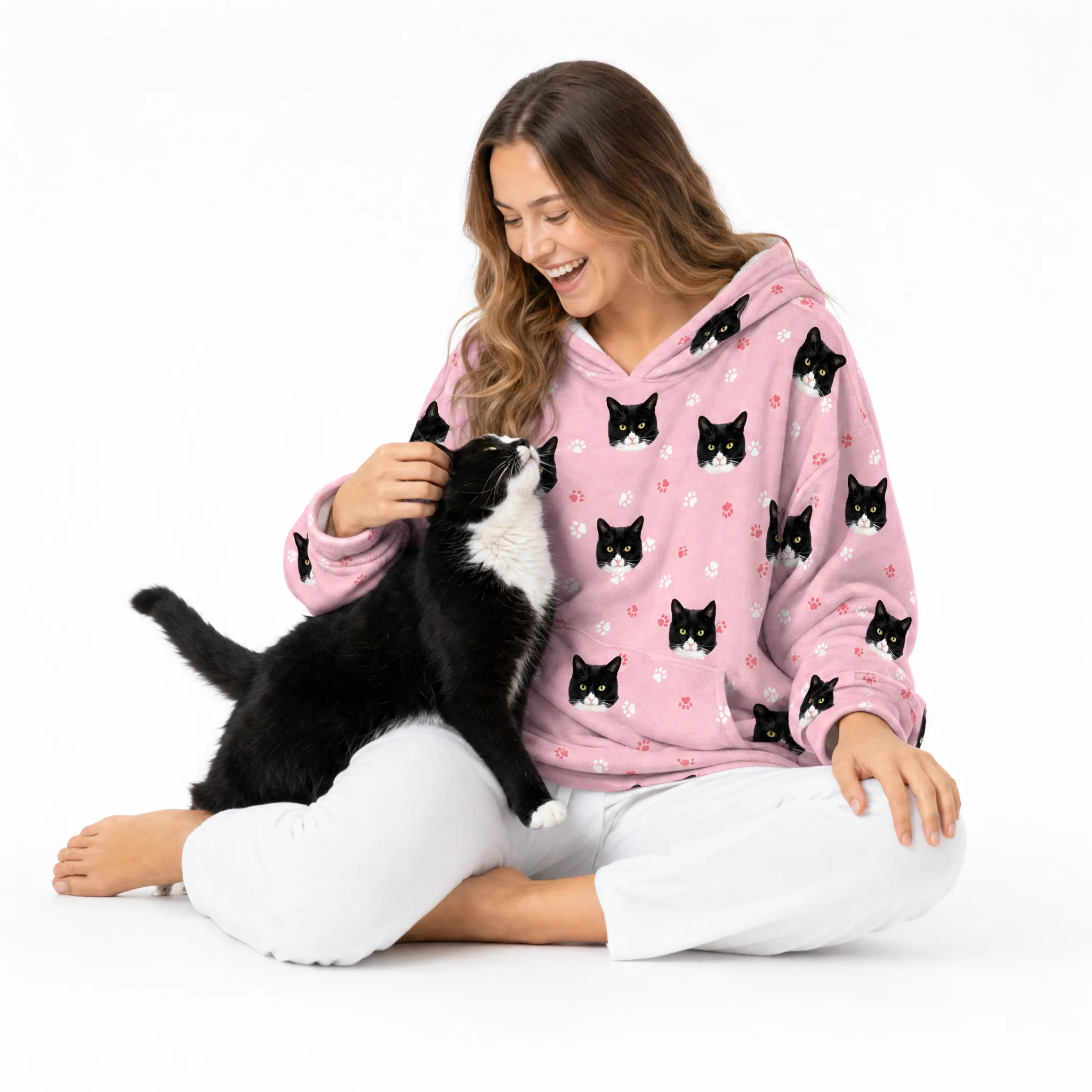 Adult Custom Pet Face Fleece Blanket Hoodie - Image 15