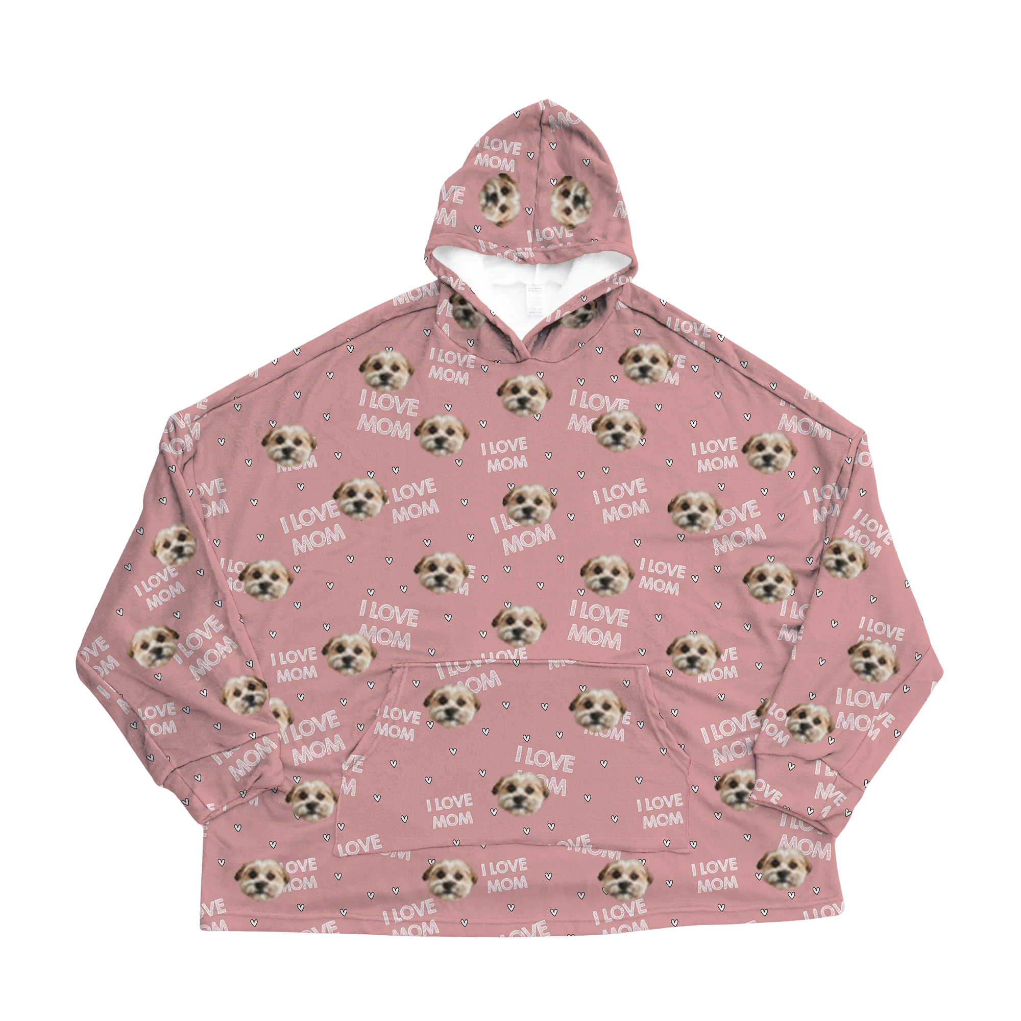 Adult Custom Pet Face Fleece Blanket Hoodie - Image 25