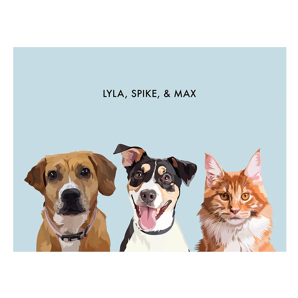 Custom Three Pet Portrait - Image 47