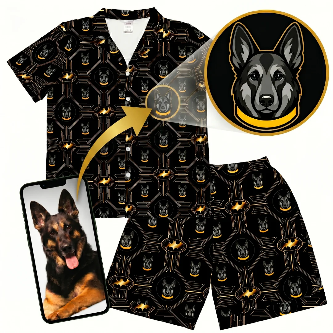 Kids Batman Pajamas with Your Pet's Face - Iconic Batman - Image 3
