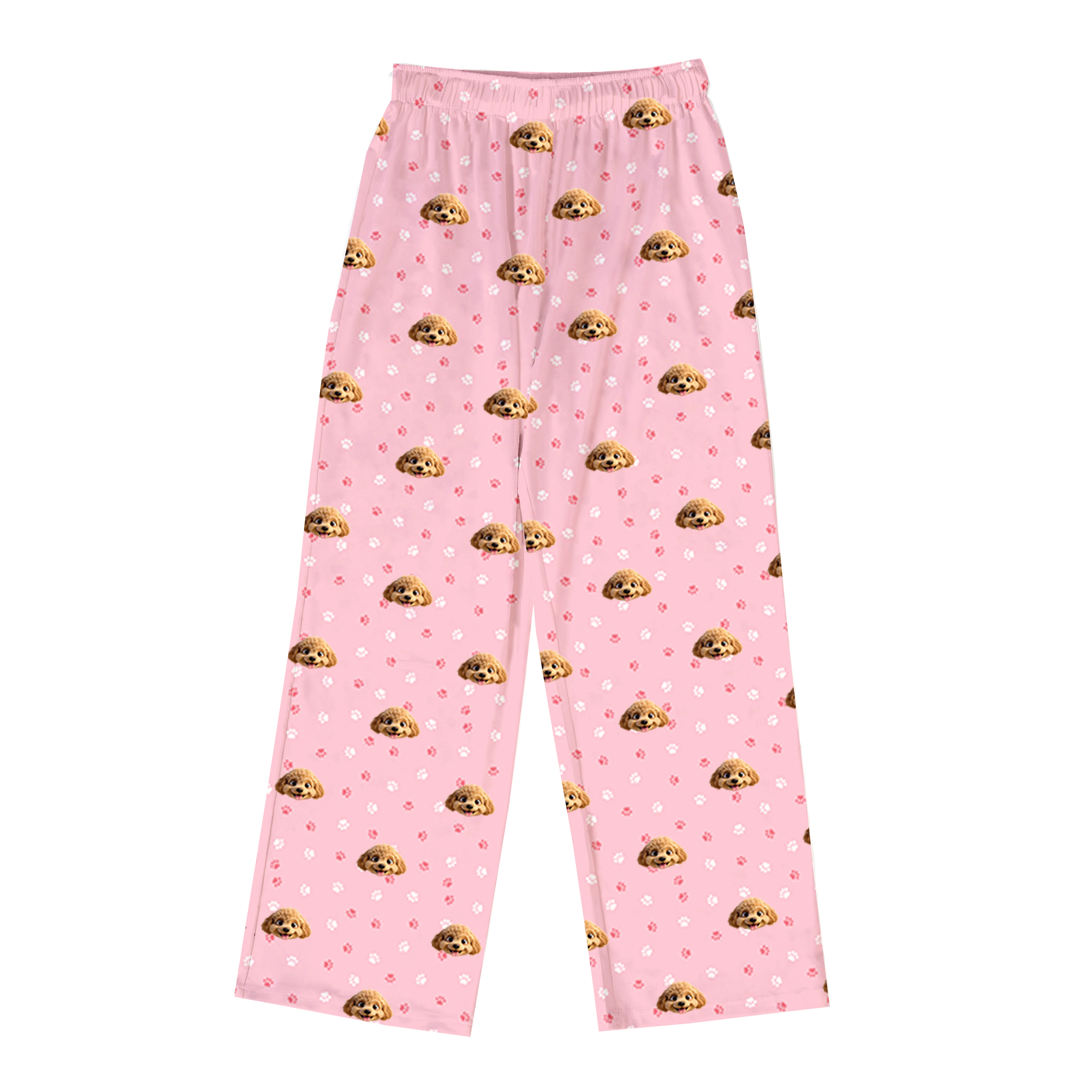 Kids Custom Cartoon Pet Face Pajamas - Light Pink Paws - Image 8